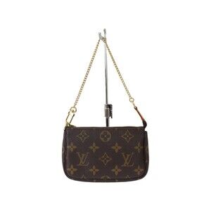 Louis Vuitton Chain Canvas Handbag Brown Pochette Accessoires